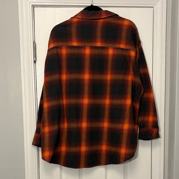 Old Navy The Boyfriend Flannel Shirt - Orange & Black Plaid - XXL - Picture 2 of 4